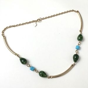 VTG 80's Lucite beads & Gold Bar Chain Necklace